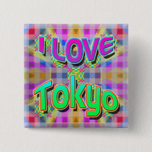 Badge Carré 5 Cm Bouton Festival de Tokyo 1 "I LOVE Tokyo"