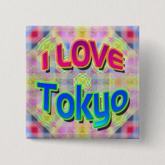 Badge Carré 5 Cm Bouton Festival de Tokyo 3 "I LOVE Tokyo"