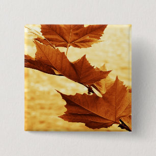 Badge Carré 5 Cm Bouton feuille d'érable