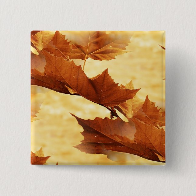 Badge Carré 5 Cm Bouton feuille d'érable (Devant)