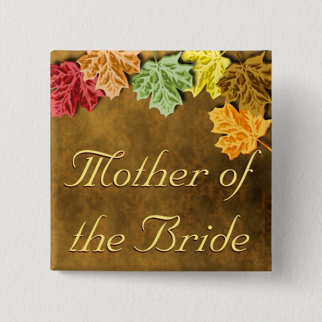 Badge Carré 5 Cm Bouton Feuilles automne (Devant)
