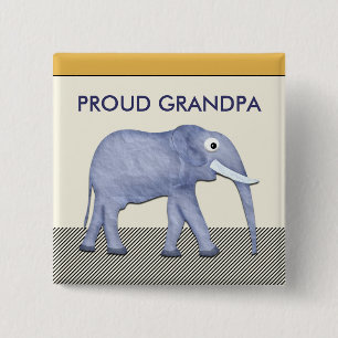 Badge Carré 5 Cm Bouton fier de grand-papa d'éléphant