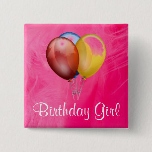 Badge Carré 5 Cm Bouton Fille Anniversaire