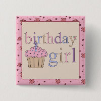 Bouton Fille d'anniversaire
