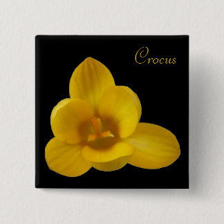 Badge Carré 5 Cm Bouton Fleur Crocus Jaune personnalisable