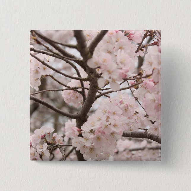 Badge Carré 5 Cm Bouton Fleur de cerise (Devant)
