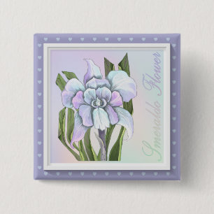 Badge Carré 5 Cm Bouton fleur Smeraldo