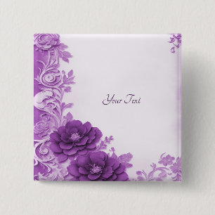 Badge Carré 5 Cm Bouton Fleurs Violettes Prospèrent