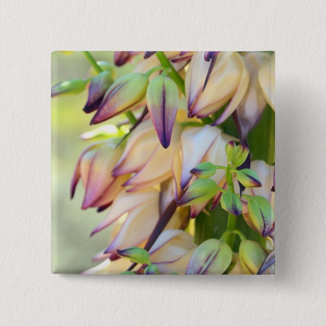 Badge Carré 5 Cm bouton fleurs yucca (Devant)