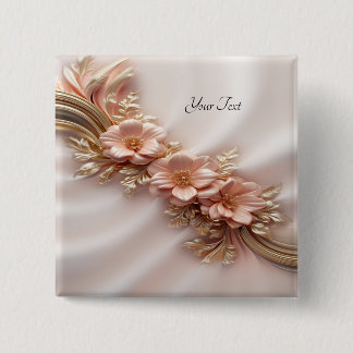 Badge Carré 5 Cm Bouton floral orange élégant pêche
