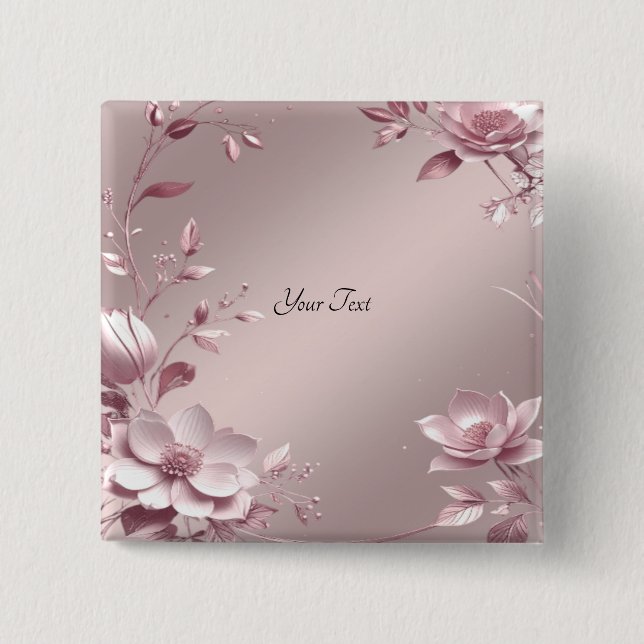 Badge Carré 5 Cm Bouton floral rose délicat (Devant)