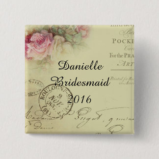 Badge Carré 5 Cm Bouton floral vintage carré de demoiselle