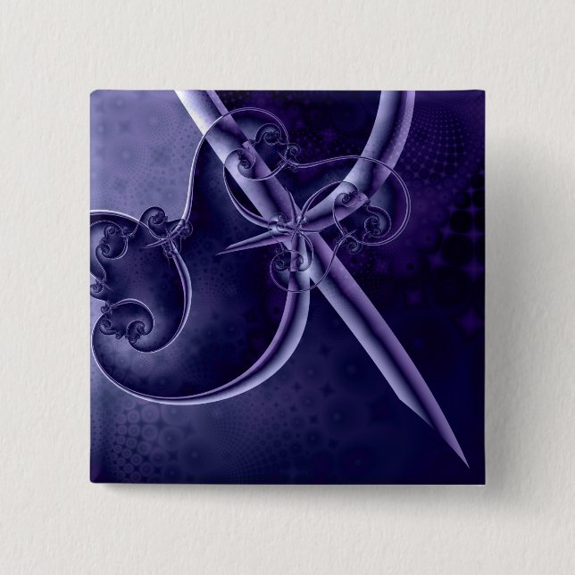 Badge Carré 5 Cm Bouton fractal (Devant)