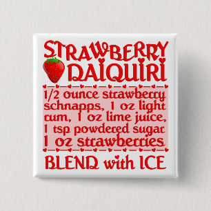 Badge Carré 5 Cm Bouton fraise Daiquiri