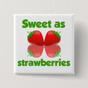 Badge Carré 5 Cm Bouton Fraises