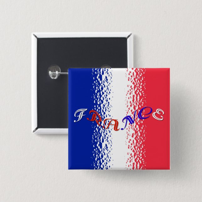 Badge Carré 5 Cm Bouton France (Devant & derrière)