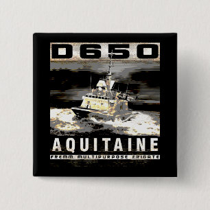 Badge Carré 5 Cm Bouton Frigate Aquitaine Pinback