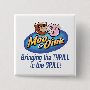 Badge Carré 5 Cm Bouton "Frisson du Grill" de Moo & Oink