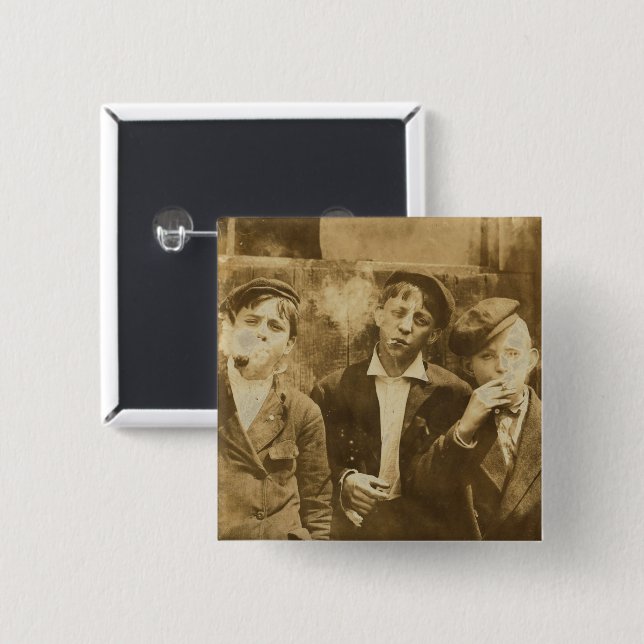 Badge Carré 5 Cm Bouton Fumer (Devant & derrière)