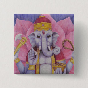 Badge Carré 5 Cm Bouton Ganesh