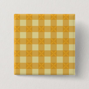 Badge Carré 5 Cm Bouton Gingham jaune et Pétales jaunes 