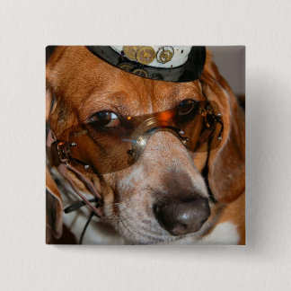 Badge Carré 5 Cm Bouton gothique de chien de Steampunk de beagle