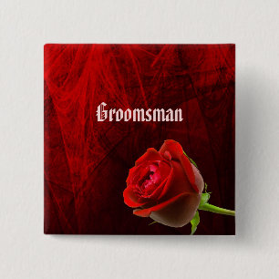 Badge Carré 5 Cm Bouton gothique Rose Groomsman