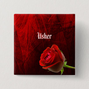 Badge Carré 5 Cm Bouton gothique Rose Usher