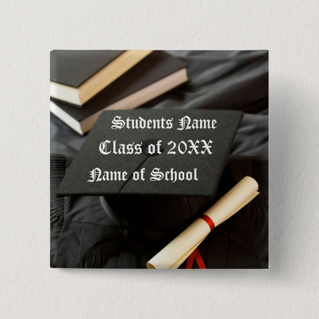 Badge Carré 5 Cm Bouton Graduation (Devant)