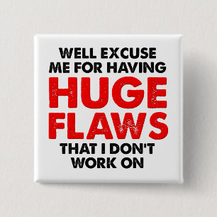 Badge Carré 5 Cm Bouton Gros Défauts Drôle