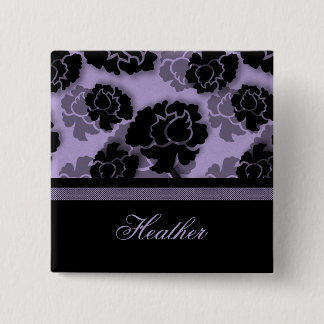 Badge Carré 5 Cm Bouton Grungy Floral Decadence, Lavande