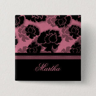Badge Carré 5 Cm Bouton Grungy Floral Decadence, Rose