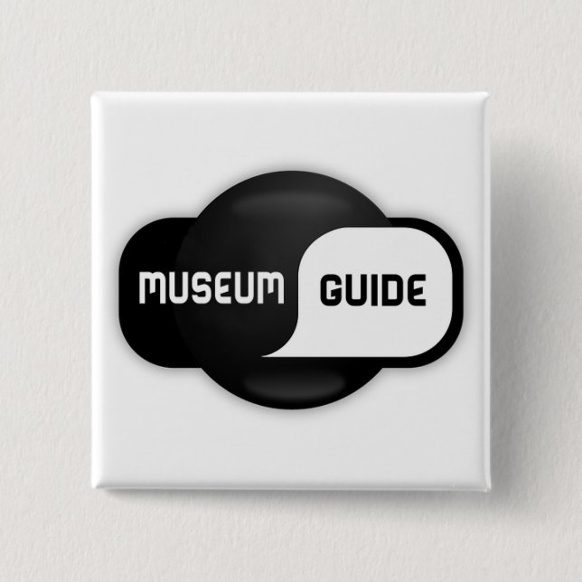 Badge Carré 5 Cm Bouton Guide du musée (Devant)