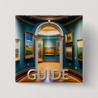 Badge Carré 5 Cm Bouton Guide du musée personnalisé