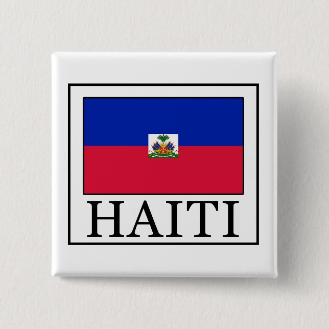 Badge Carré 5 Cm Bouton Haïti (Devant)