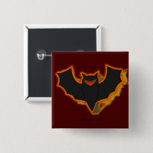 Badge Carré 5 Cm Bouton Halloween Chauve-souris Épouvantable Thèm