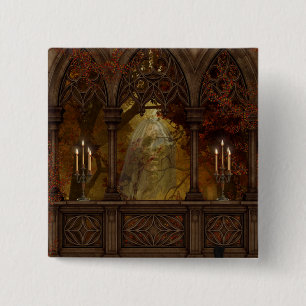 Badge Carré 5 Cm Bouton Halloween Figure Mortelle