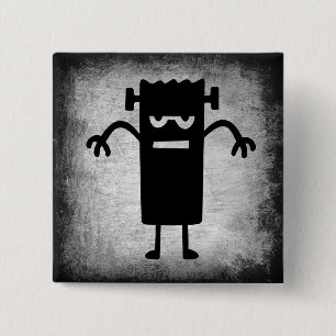 Badge Carré 5 Cm Bouton Halloween Frankenstein (un peu effrayant)