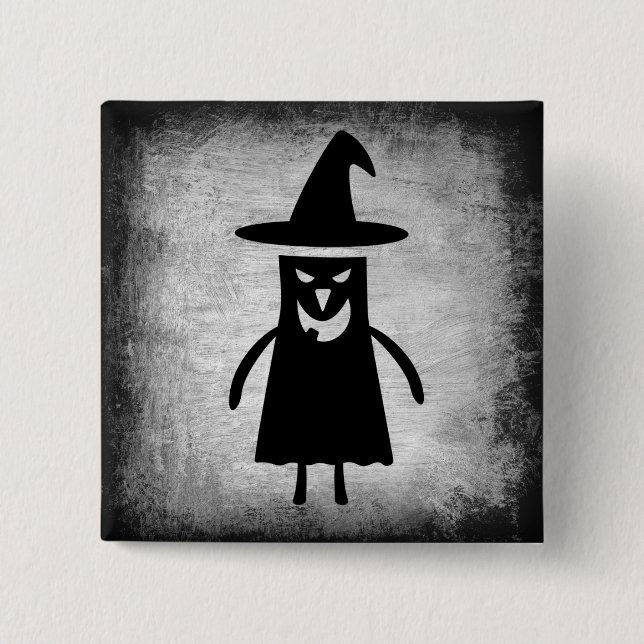 Badge Carré 5 Cm Bouton Halloween Witch (un peu effrayant) (Devant)