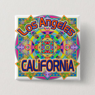 Badge Carré 5 Cm Bouton Happy CALIFORNIA de Los Angeles