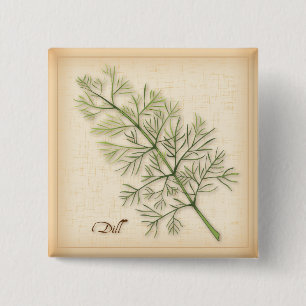 Badge Carré 5 Cm Bouton Hérb Dill