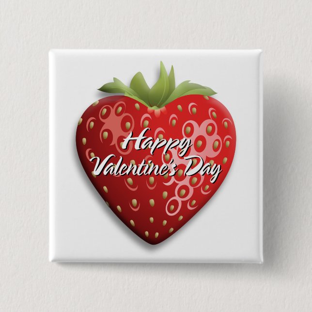 Badge Carré 5 Cm Bouton Heureuse Sainte-Valentin 8 (Devant)