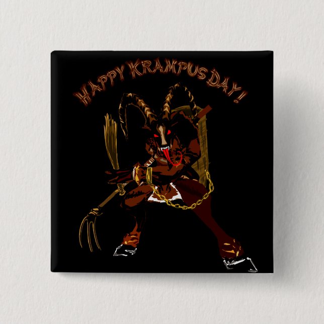 Badge Carré 5 Cm Bouton heureux de jour de Krampus (Devant)