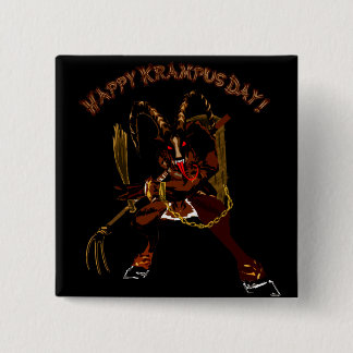 Badge Carré 5 Cm Bouton heureux de jour de Krampus