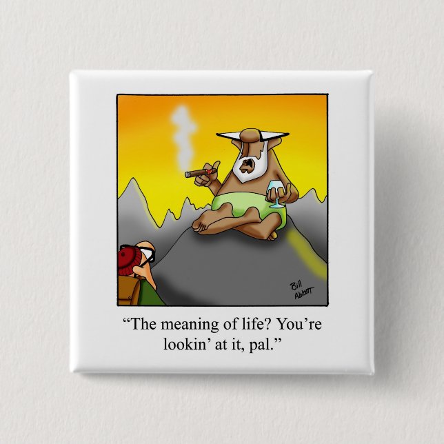 Badge Carré 5 Cm Bouton Hilarious Humour Cigar Cadeau (Devant)