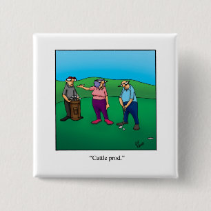 Badge Carré 5 Cm Bouton Hilarious Humour Golf Cadeau