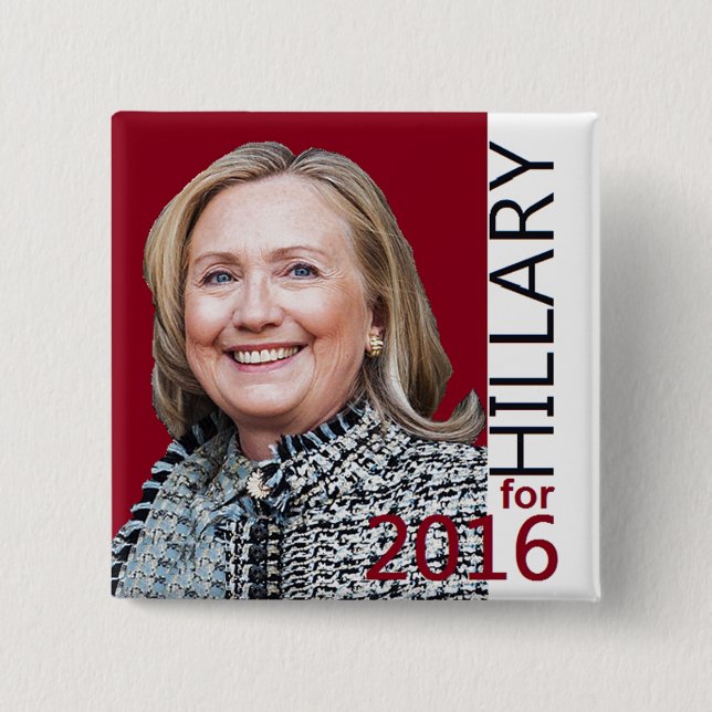 Badge Carré 5 Cm Bouton Hillary 2016 (Devant)