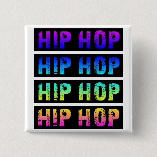 Badge Carré 5 Cm Bouton HipHop (Devant)