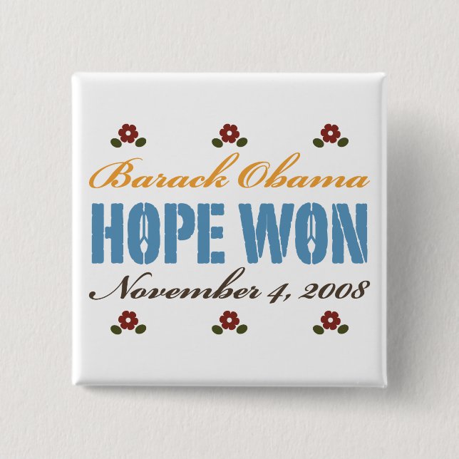 Badge Carré 5 Cm Bouton Hope Won Obama (Devant)