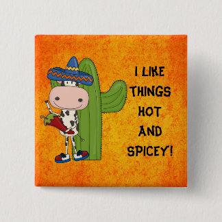 Badge Carré 5 Cm Bouton Hot and Spicey